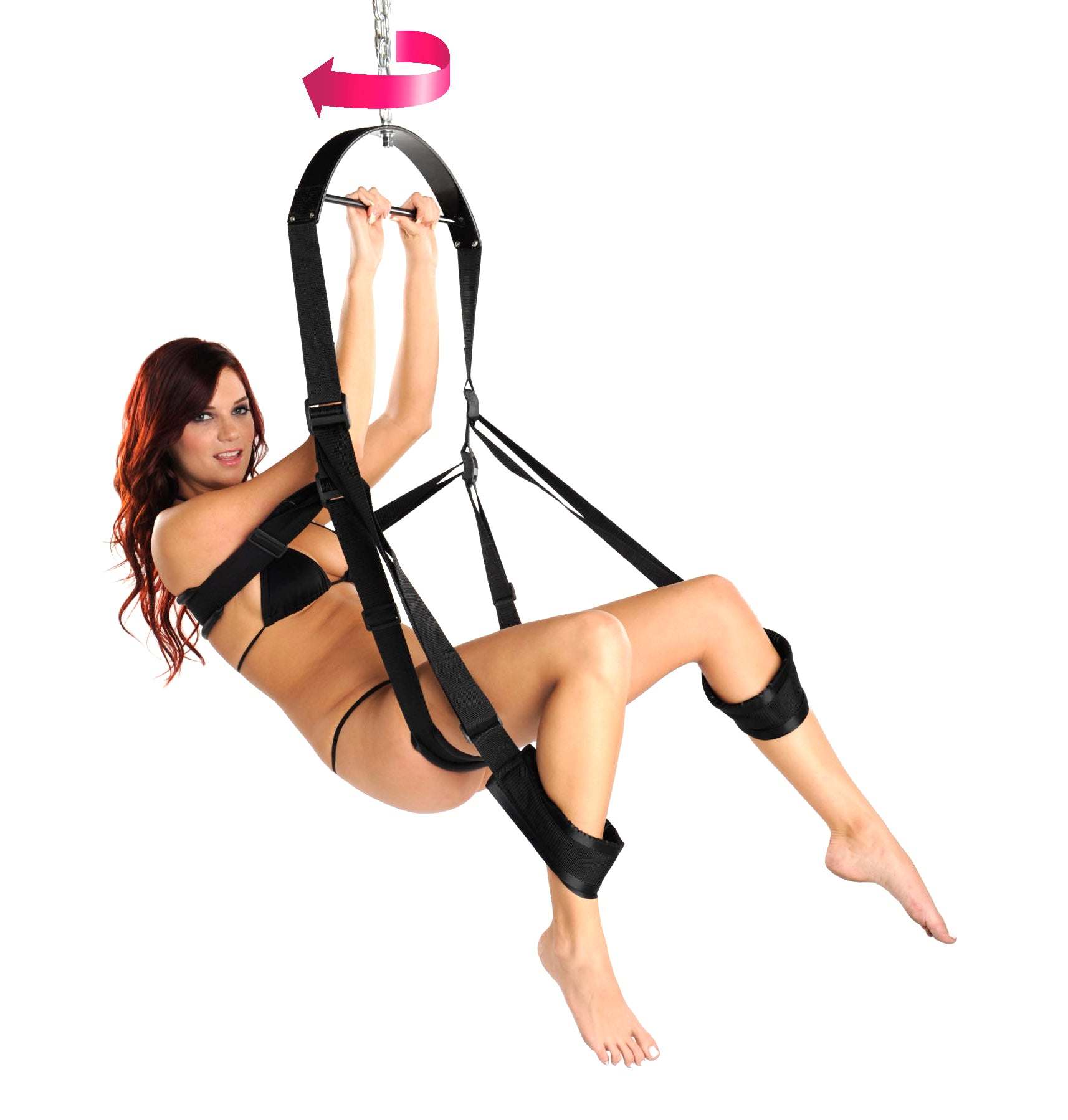 360 Degree Spinning Sex Swing with padded supports for enhanced intimacy.