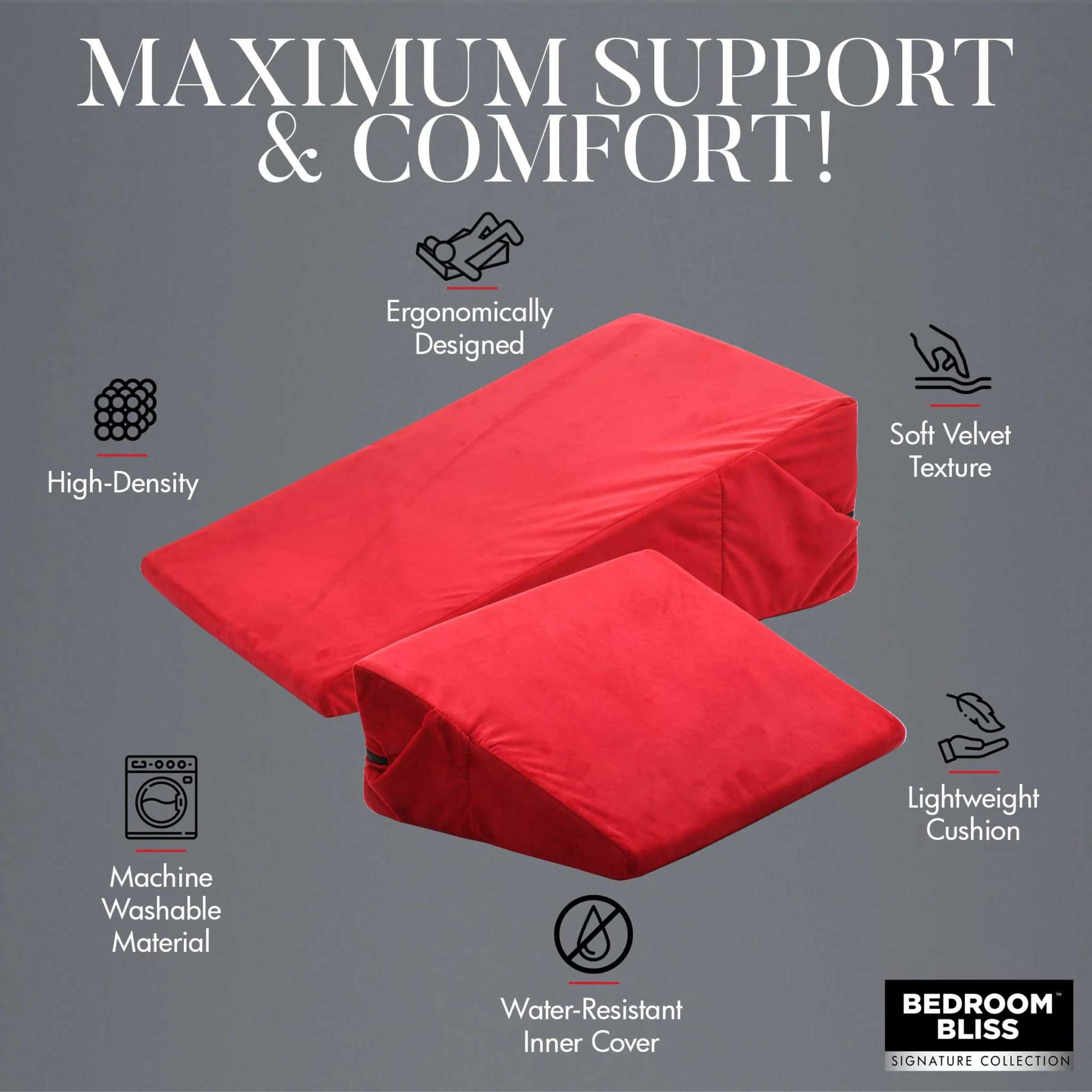 Love Cushion Set Foam Wedge Pillow Set - Red by Bondage & Fetish Toys