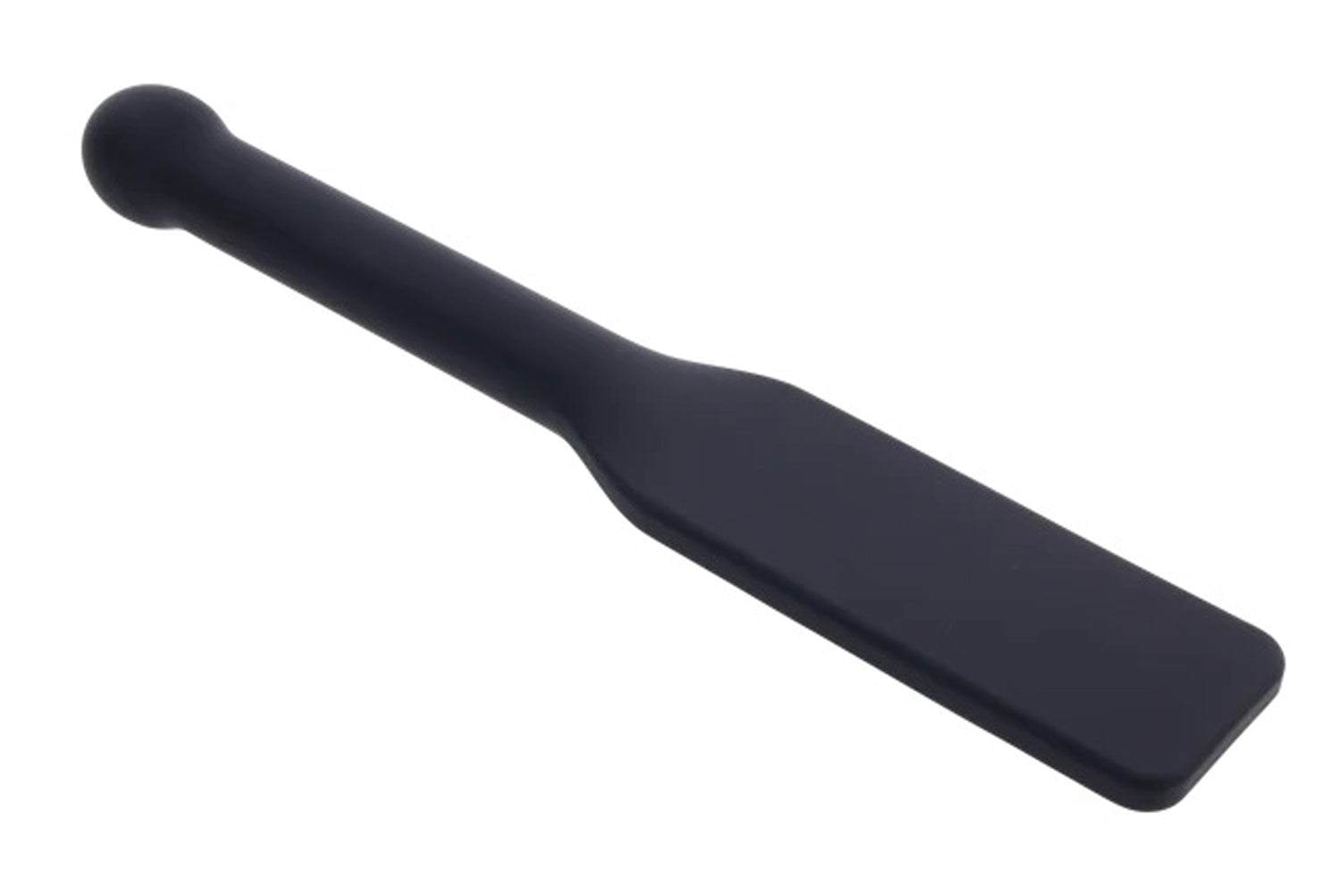 Edge Mine Silicone Paddle in sleek black with metal-reinforced handle for intimate play.
