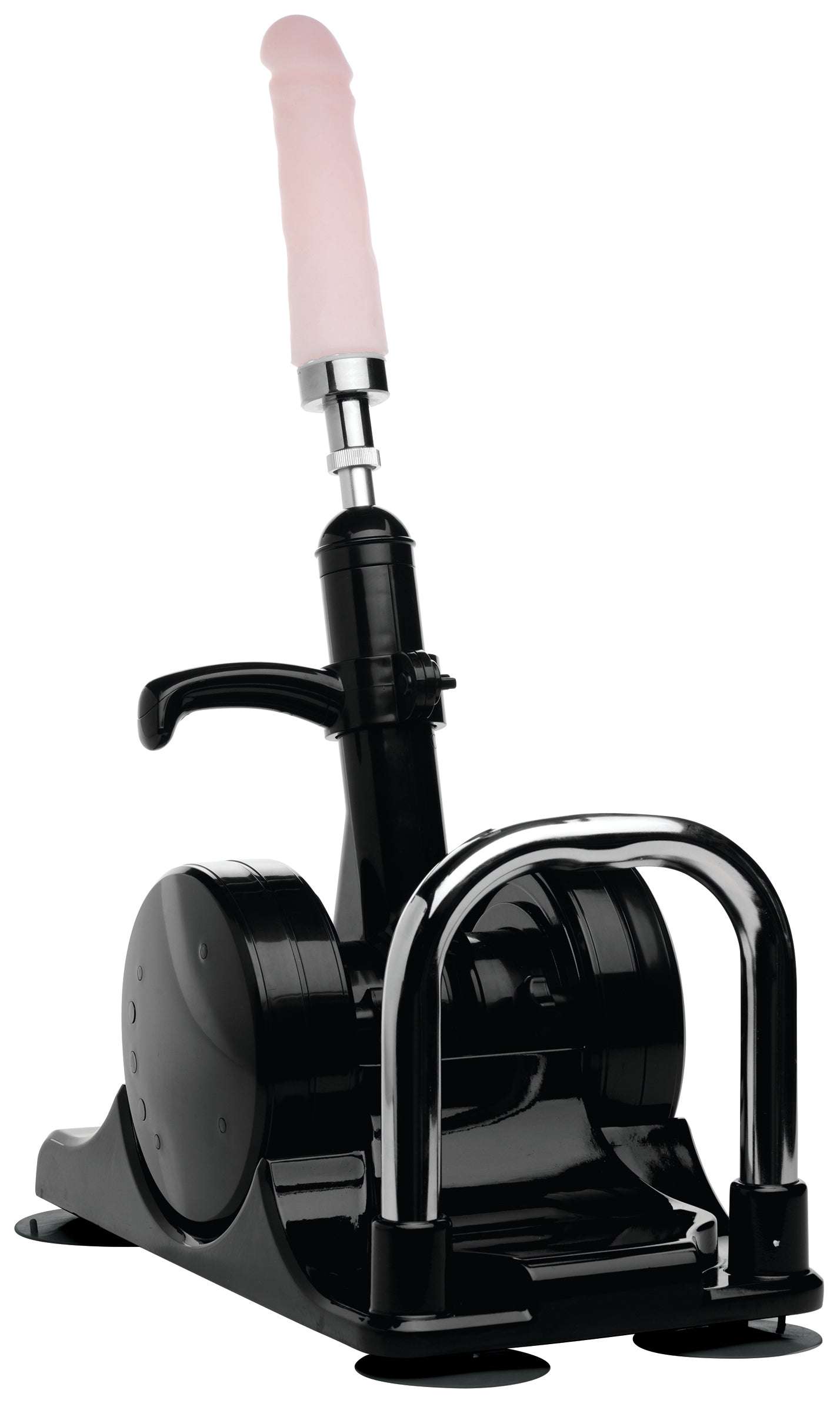 Lovebotz Robo Fuk Deluxe adjustable sex machine with black base and realistic dildo attachment