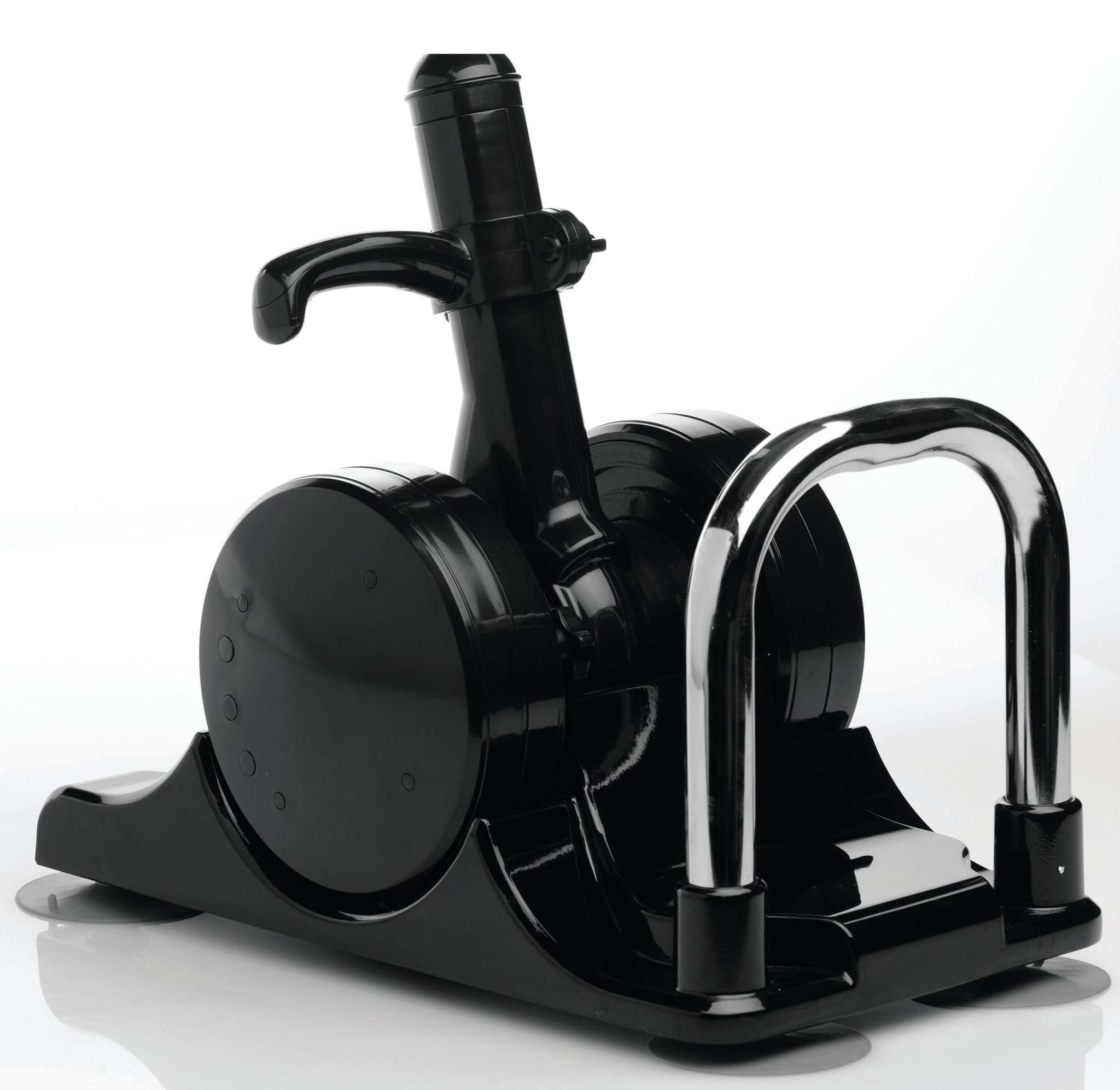 Lovebotz Robo Fuk Deluxe adjustable black sex machine with chrome handle and flexible dildo attachment