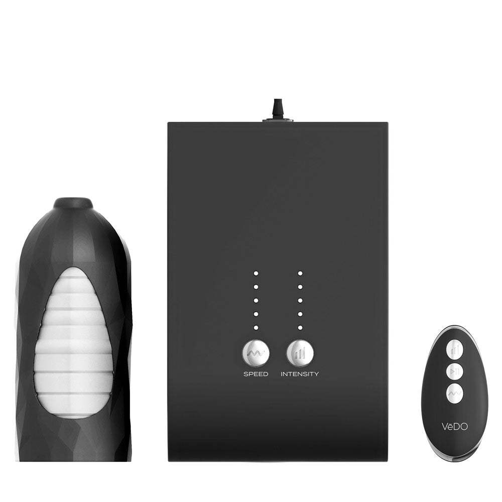 Hummer Super BJ Machine - Black, fully automatic suction masturbator with remote control, soft inner sleeve, and hands-free technology.