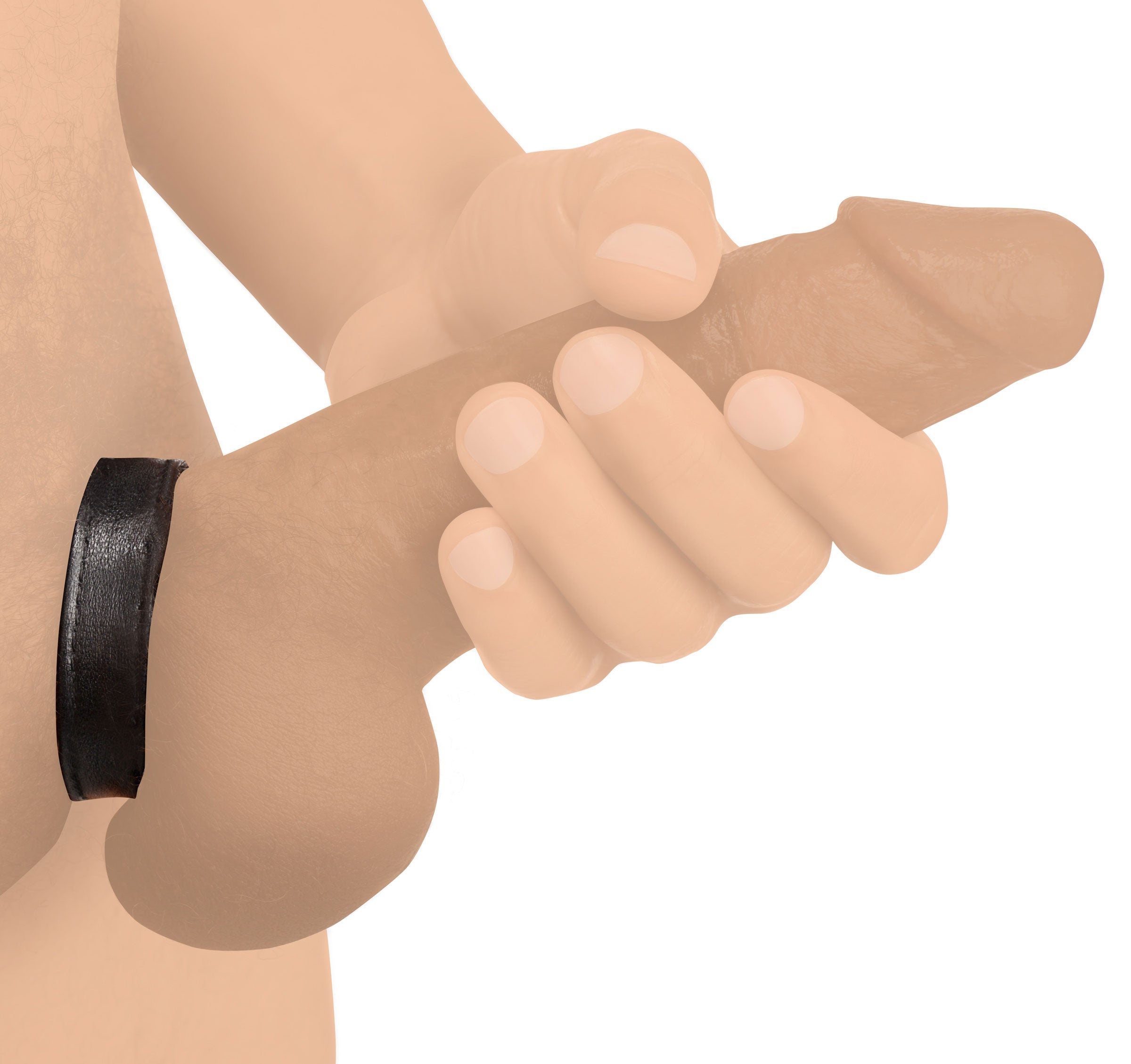 Leather and Velcro Cock Ring - Black by Cock & Balls