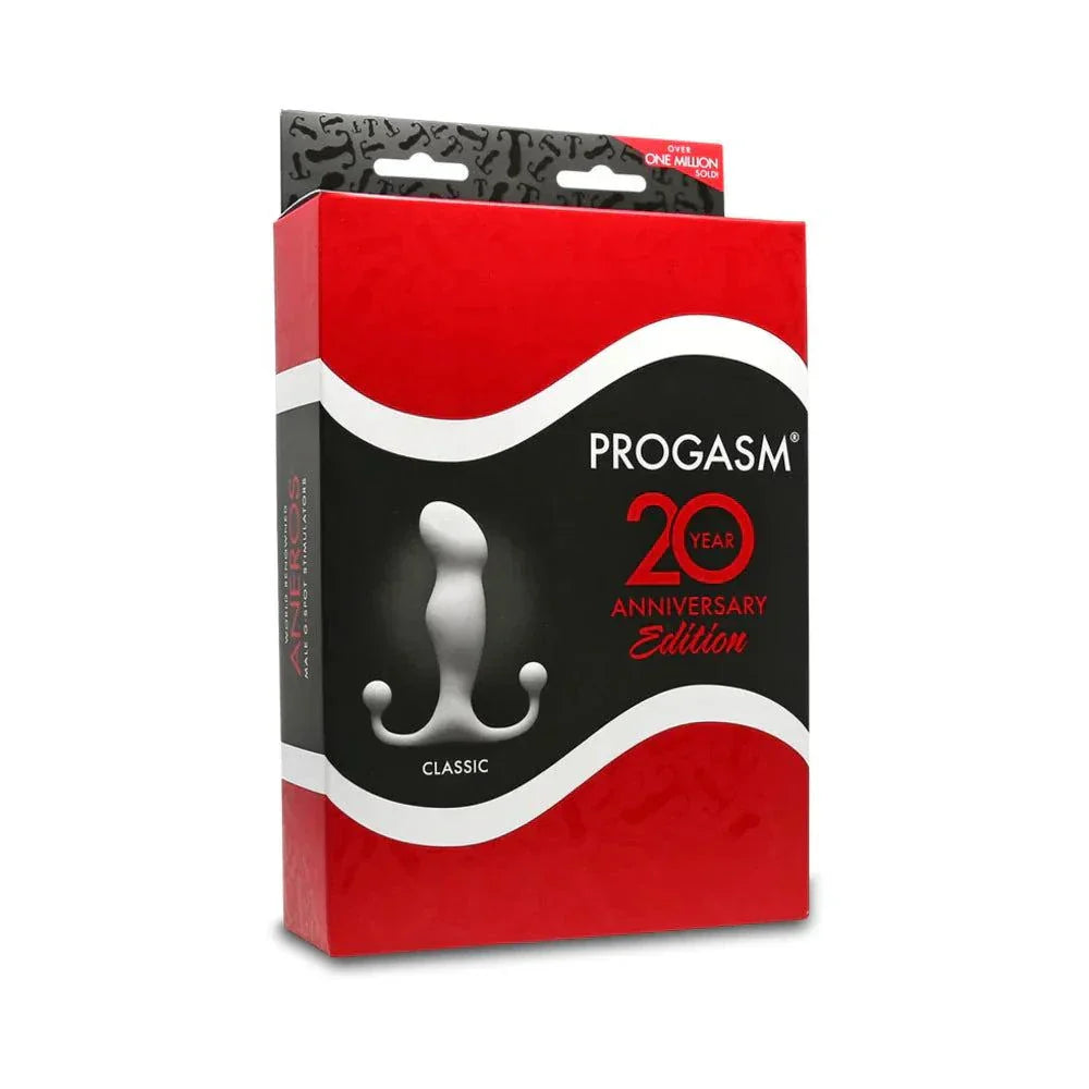 Aneros Progasm Prostate Stimulator Black Ice 20 Year Anniversary Edition packaging with classic design image