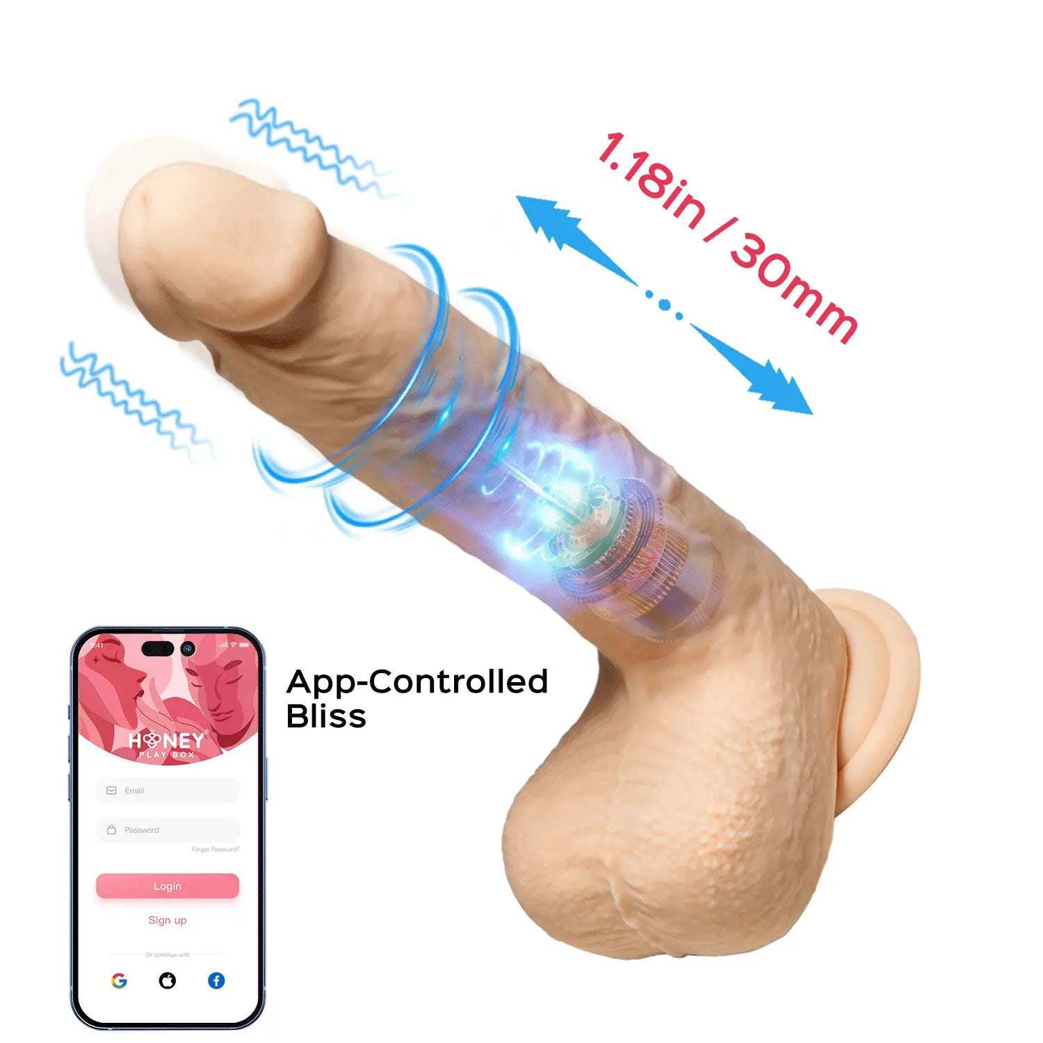 Luis-App Controlled 8.5" Real Thrusting Dildo With Clit Licker by Anal Toys & Stimulators