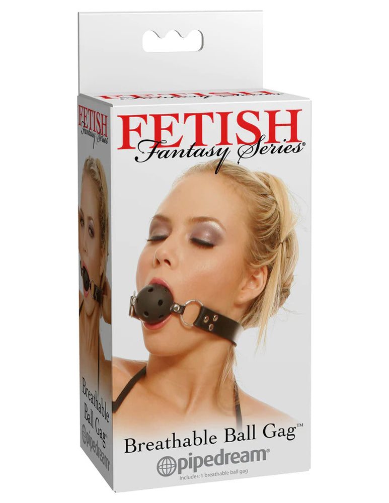 Fetish Fantasy Series Breathable Ball Gag with adjustable leather strap and ventilated rubber ball for comfortable BDSM play