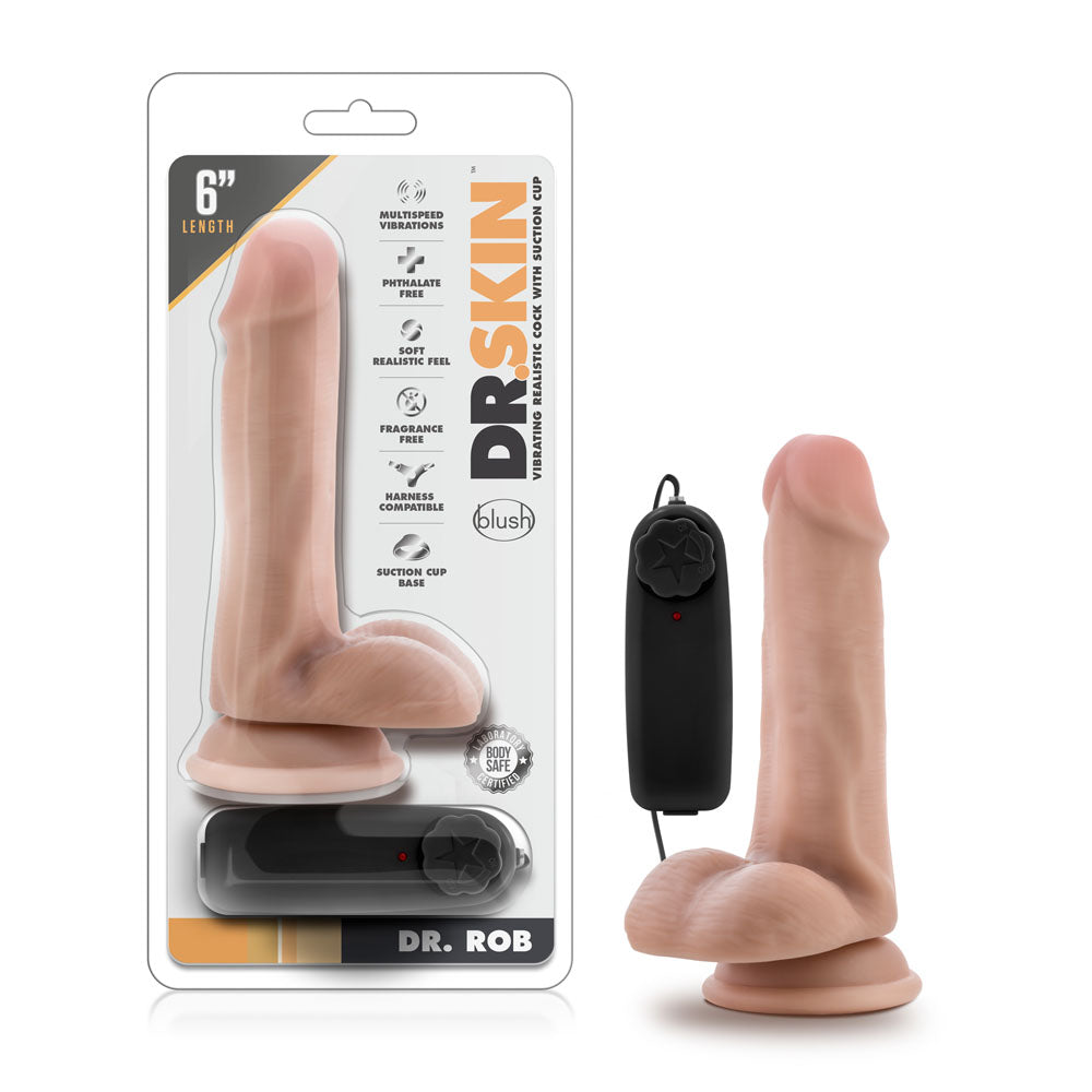 Dr. Skin Dr. Rob Realistic 6 in. Vibrating Dildo with Balls Beige