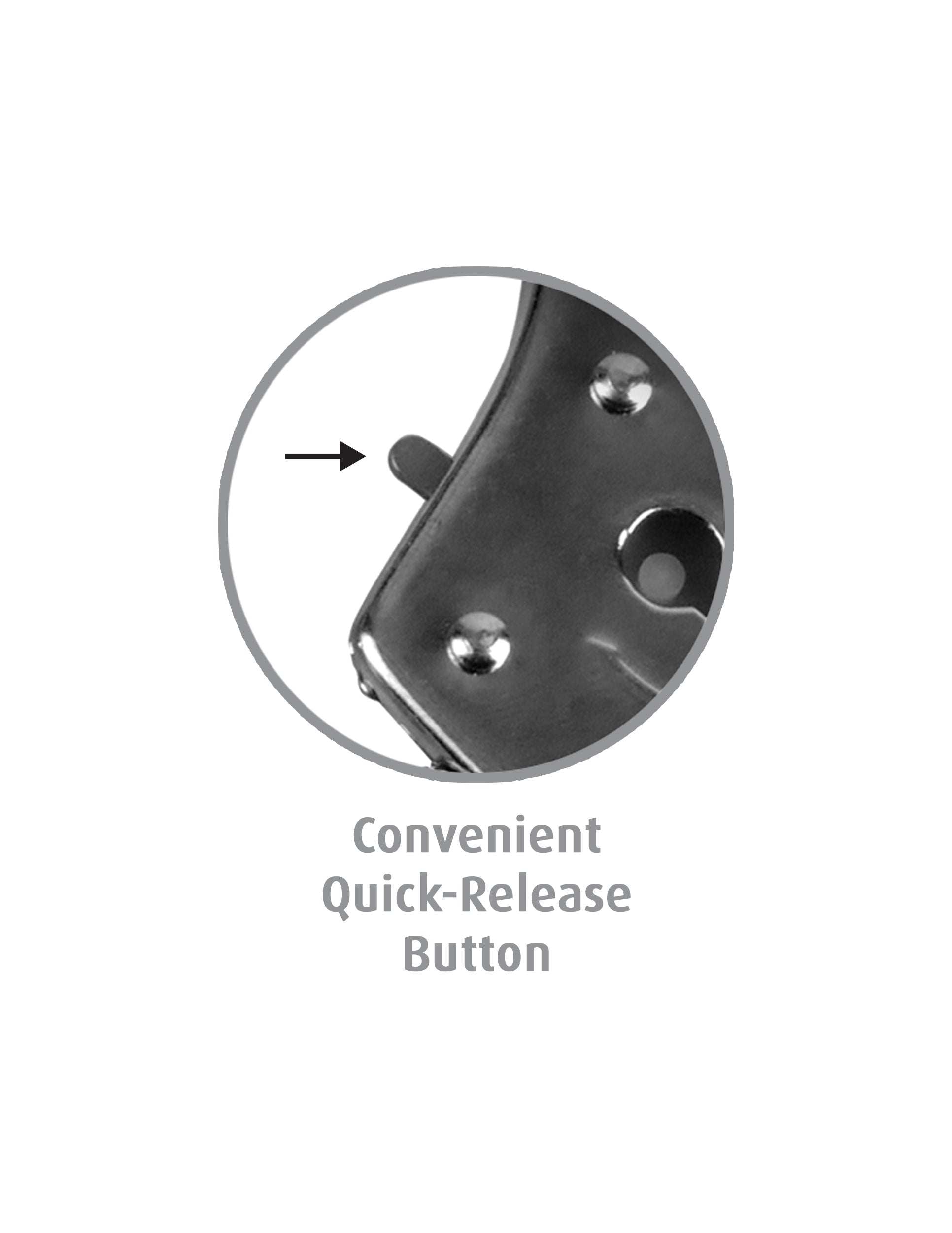 Fetish Fantasy Series Beginner's Furry Cuffs quick-release button close-up in black metal