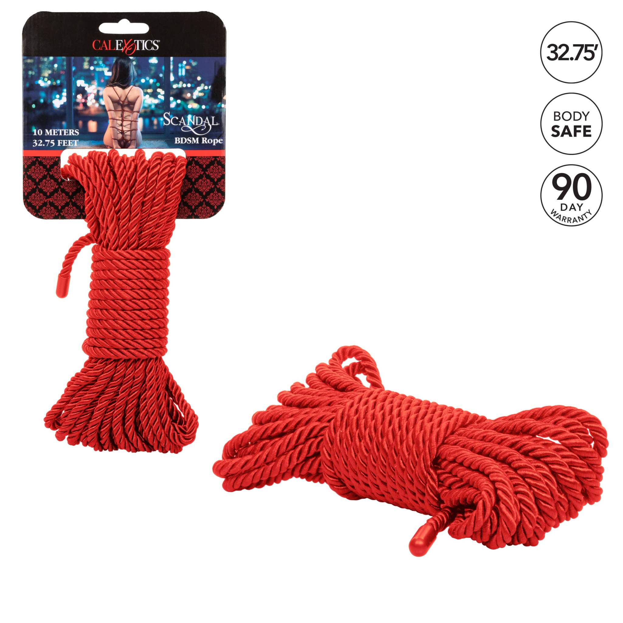 Scandal BDSM Rope durable red bondage rope for restraint and sensory play 32.75 feet body safe