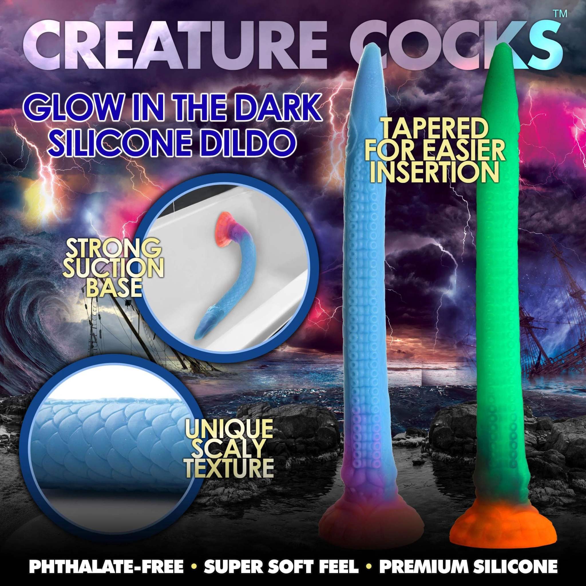 Makara Glow-in-the-Dark Silicone Snake Dildo by Anal Toys & Stimulators