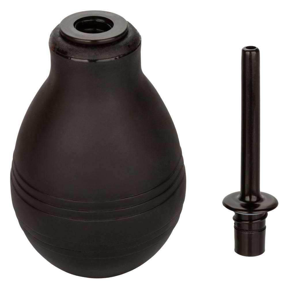 Black One Way Anal Douche with slender nozzle and squeeze bulb for hygienic personal cleansing