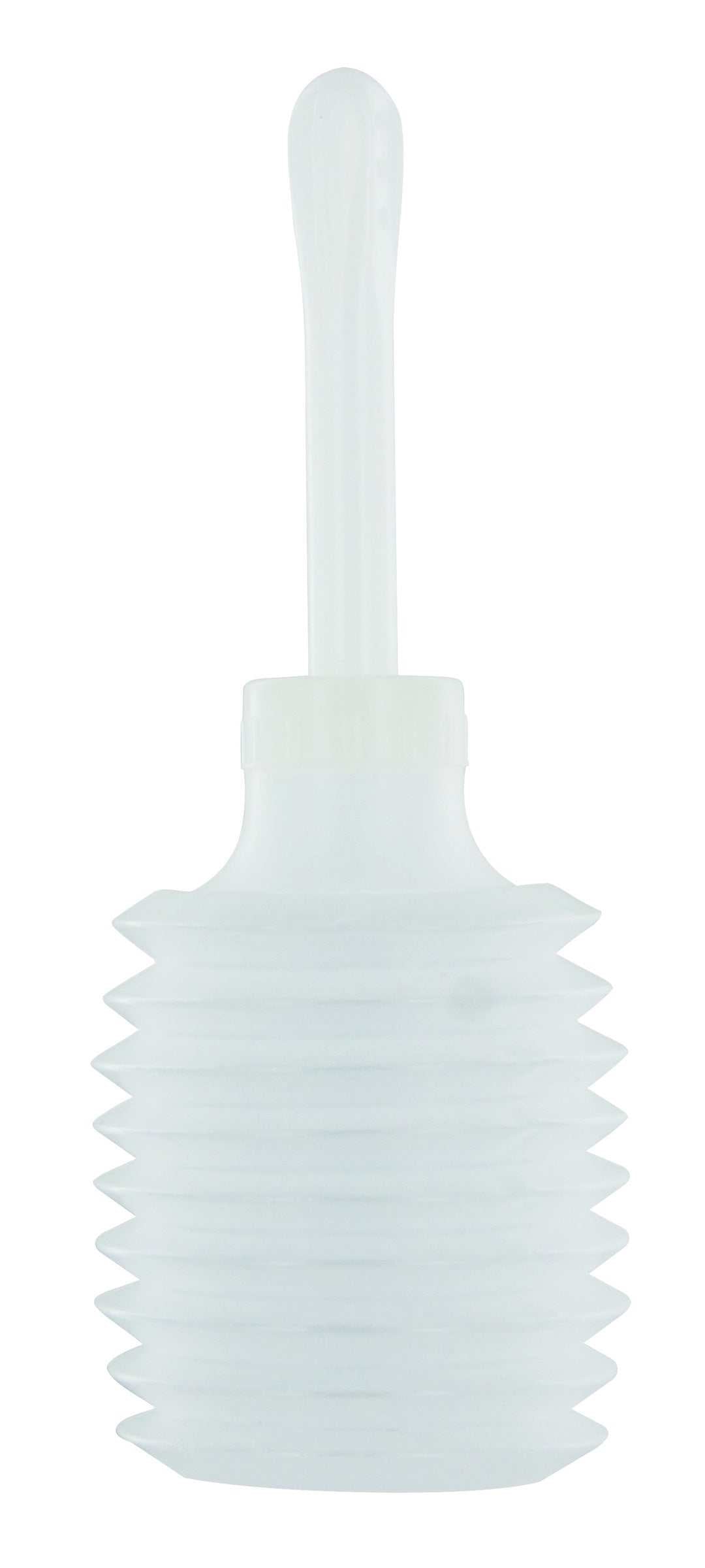 Clear disposable enema douche applicator for personal hygiene and cleansing, 5.75 inches long, ergonomic design for easy use.