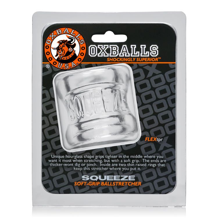 Clear Squeeze Soft-Grip Ballstretcher made of flexible TPR with soft padded ends for comfortable stretching