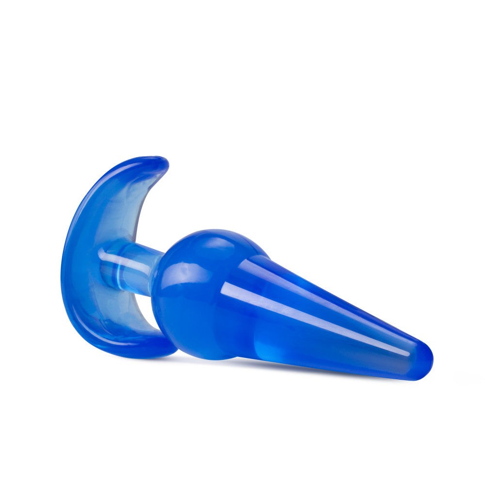 B Yours Large Anal Plug in blue with tapered tip and ergonomic base for comfort and stretch