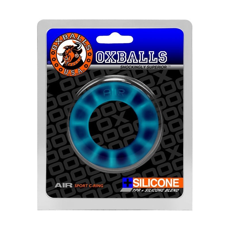 OxBalls AIR Airflow Cockring in Black Ice, stretchy silicone and TPR blend, aerodynamic design with 1.45-inch diameter