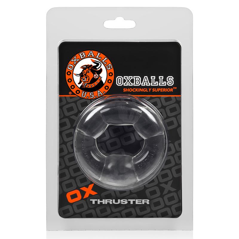 OxBalls Thruster Cockring in black, super stretchy Flex-TPR material with 3.75-inch inside circumference.