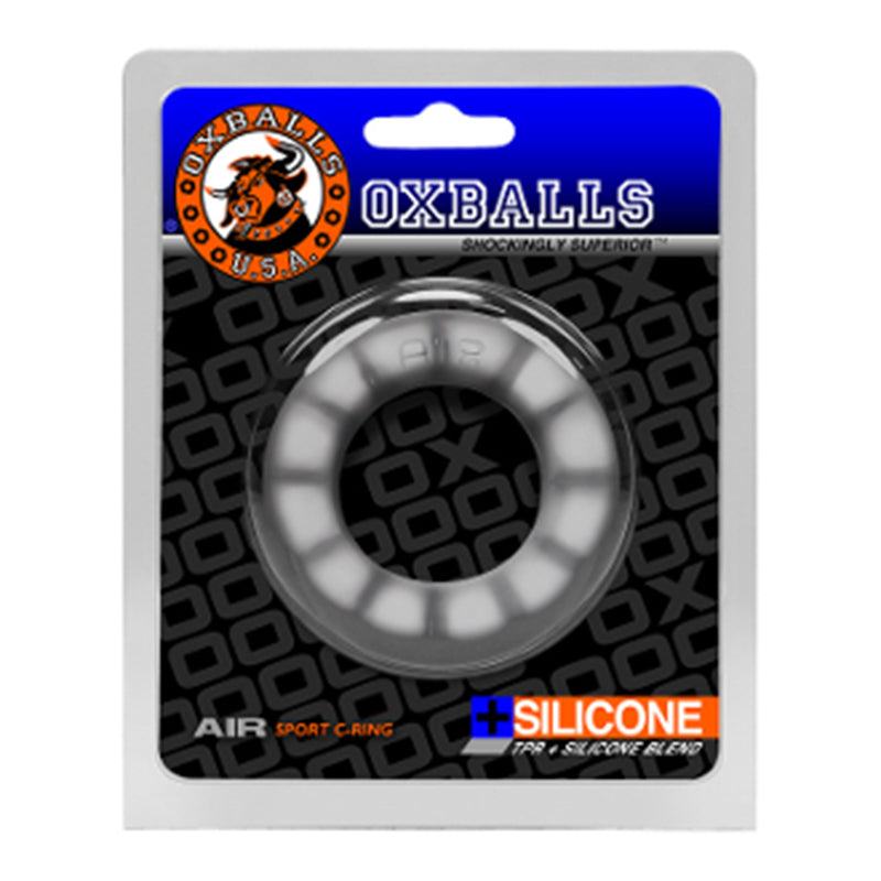 OxBalls AIR airflow cockring in black ice, made of soft silicone and TPR blend, flexible and comfortable fit.