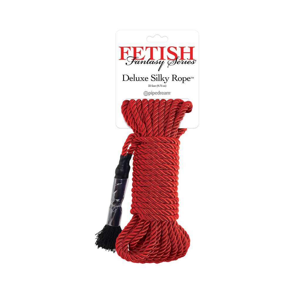 Fetish Fantasy Series Deluxe Silky Red Rope 32ft soft bondage rope for Shibari and intimate play