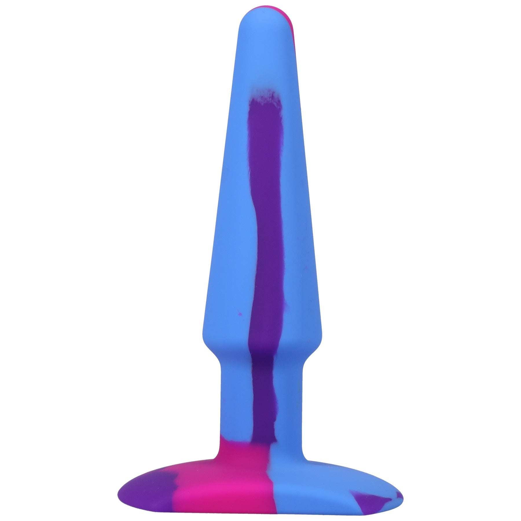 A-Play Groovy Silicone multicolored tapered anal plug with wide base for safe use and flexible firm design.