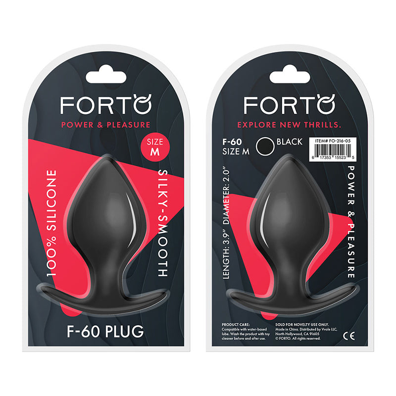 Forto F-60 Spade Silicone Anal Plug Medium Black by Anal Toys & Stimulators