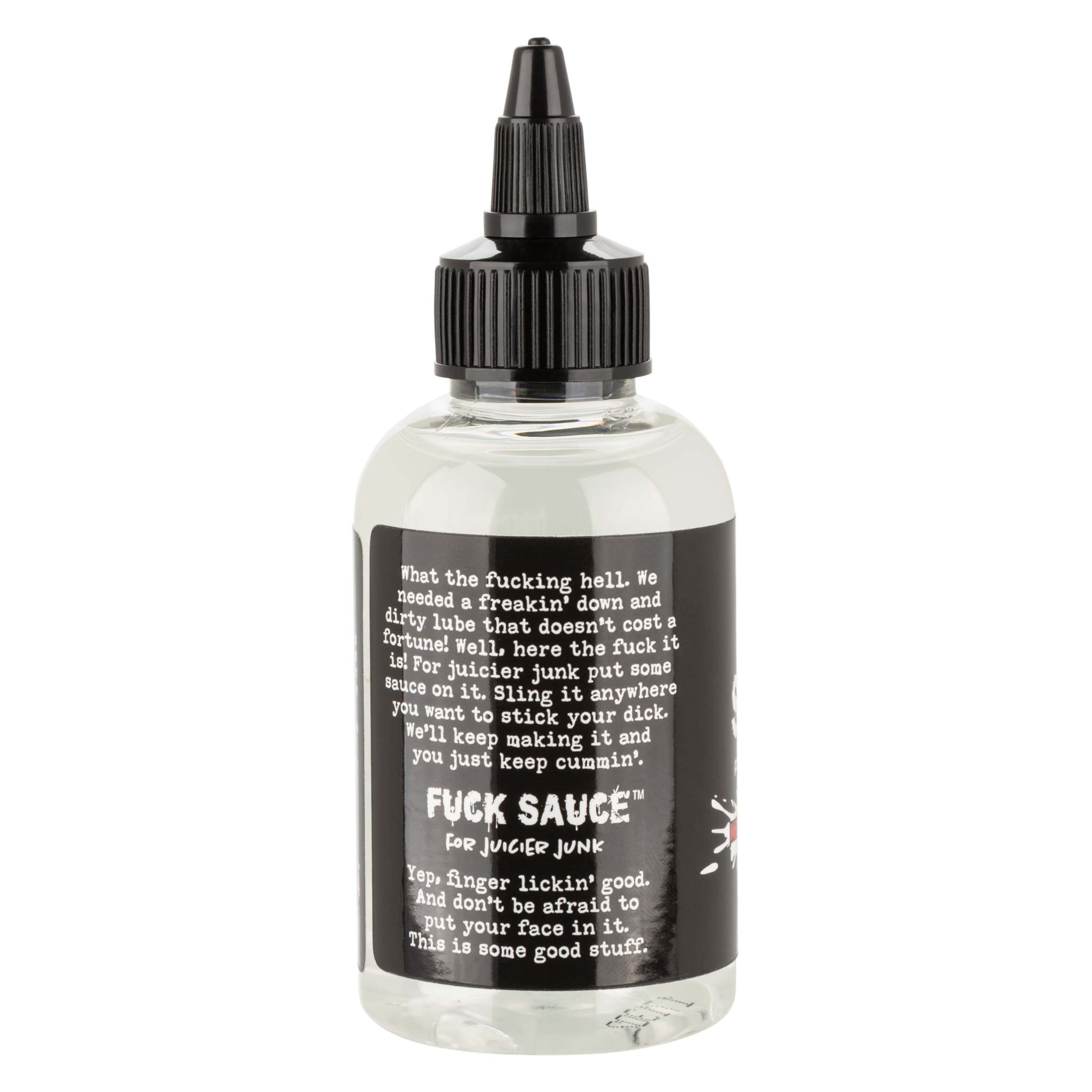 Fuck Sauce Water-Based Lubricant 4oz bottle with black label for smooth, long-lasting pleasure