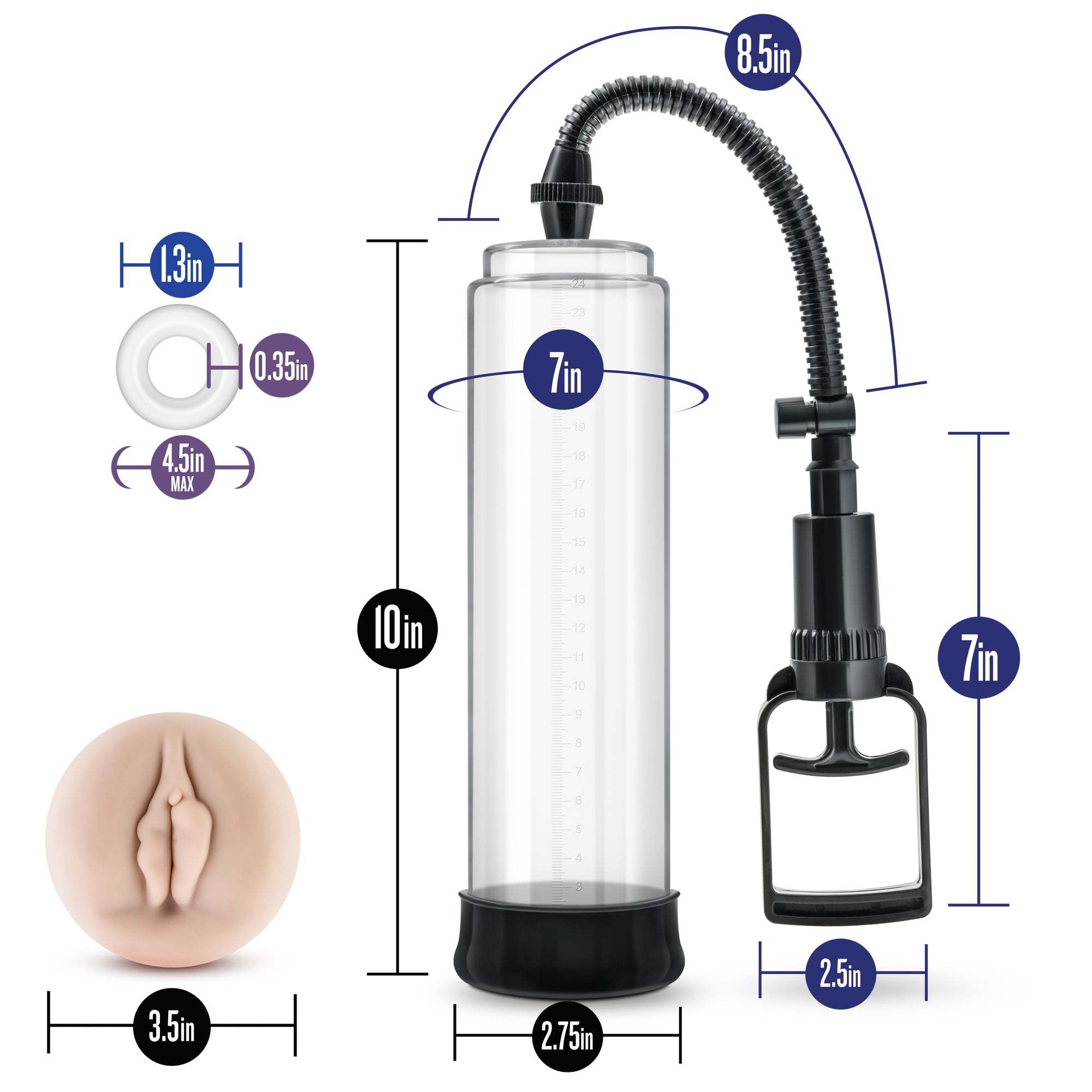 Performance Vx 4 male enhancement pump system with clear vacuum chamber, trigger pump, and realistic sleeve for size and strength enhancement