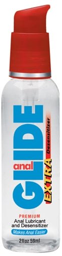 Anal Glide Extra 2 oz pump bottle premium water-based anal lubricant and desensitizer