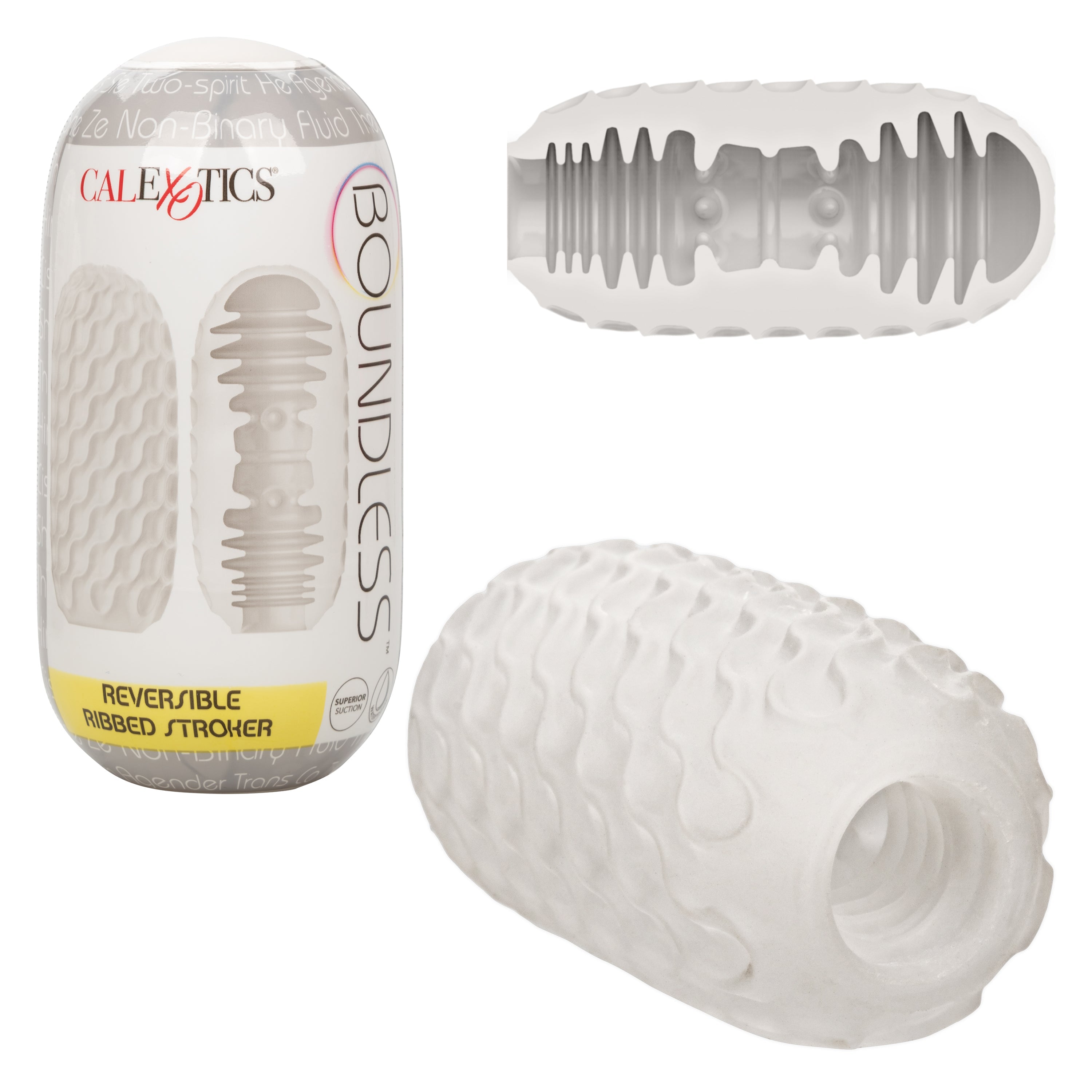Boundless Reversible Ribbed Stroker - Clear by Masturbators and Strokers