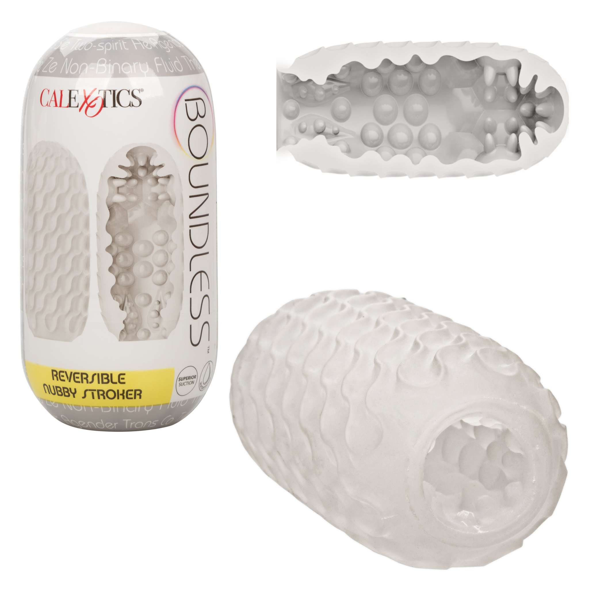 Boundless Reversible Nubby Stroker - Clear by Masturbators and Strokers