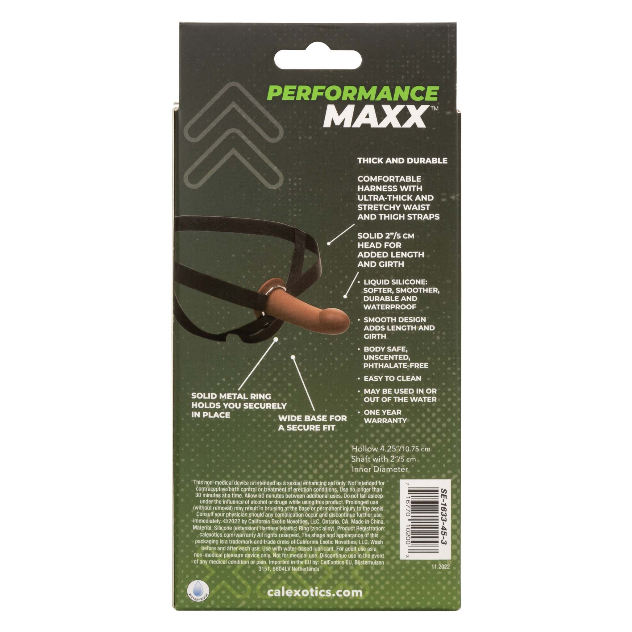 Performance Maxx Extension with brown liquid silicone sleeve and adjustable harness for added length and secure fit