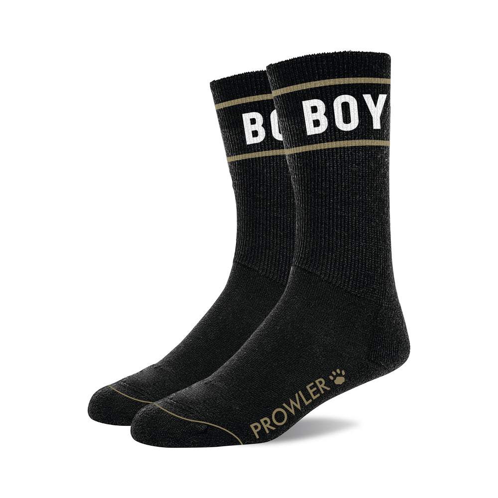 Prowler RED Collection men's black novelty socks with bold typography and durable cotton blend design