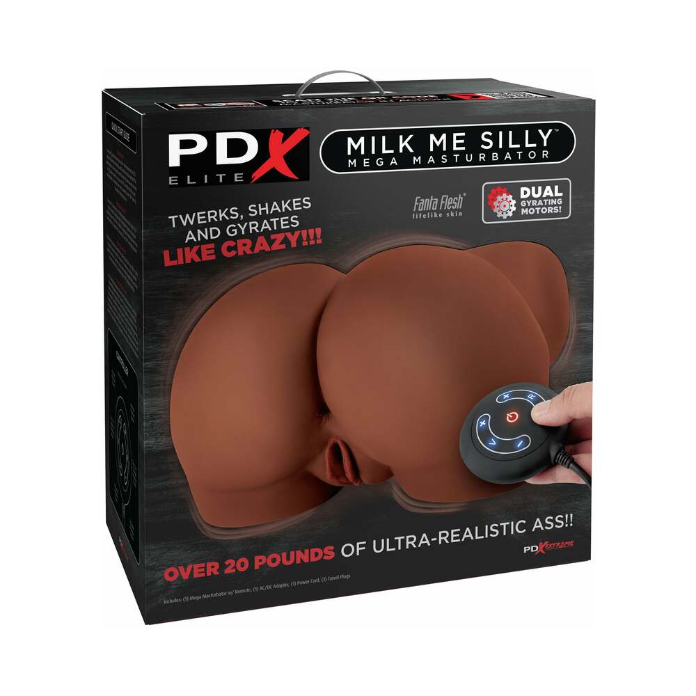 PDX Elite Milk Me Silly Remote-Controlled Vibrating Rotating Dual-Entry Mega Masturbator Brown by Masturbators and Strokers