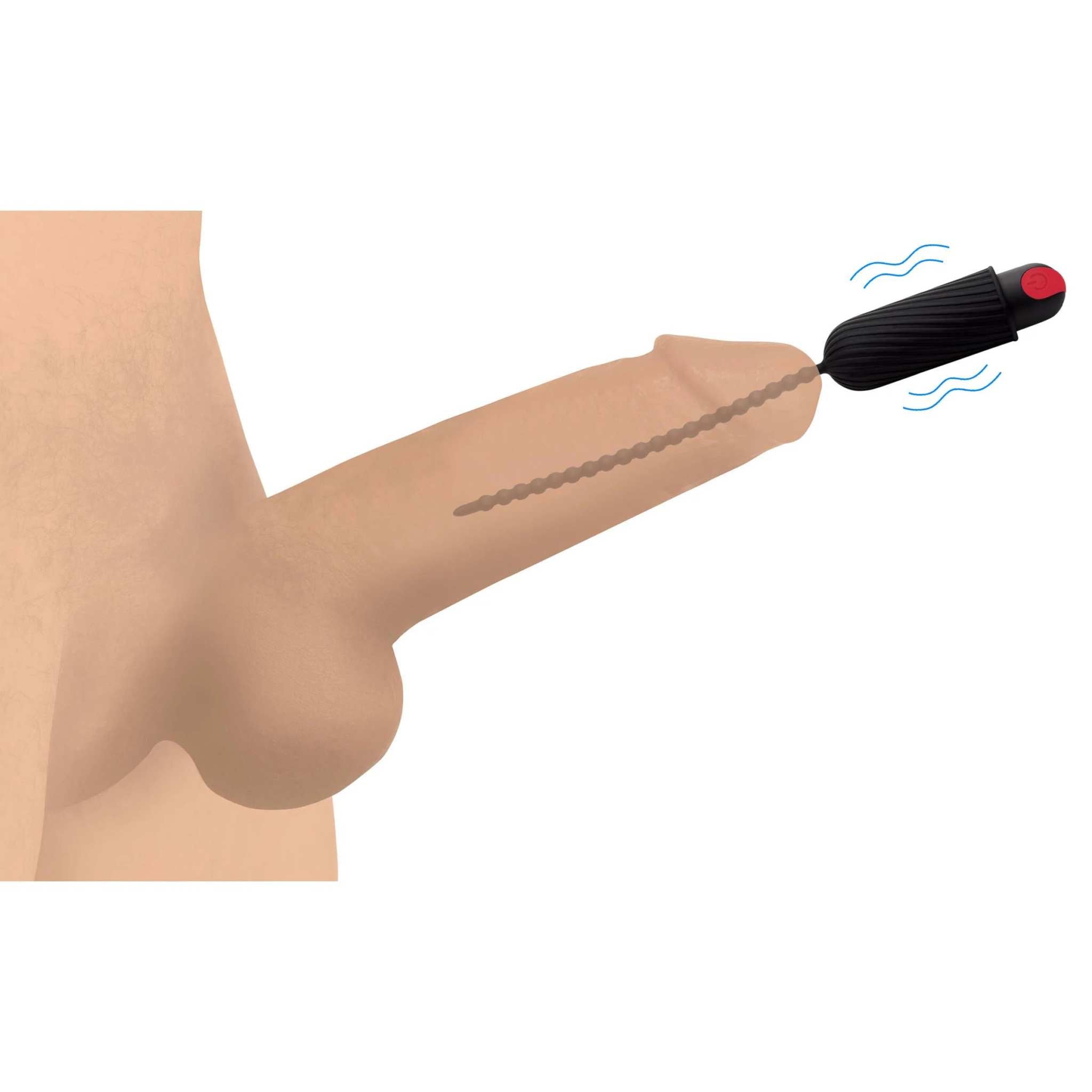 28x Dark Chain black rechargeable silicone urethral sound with remote control and vibrating beads