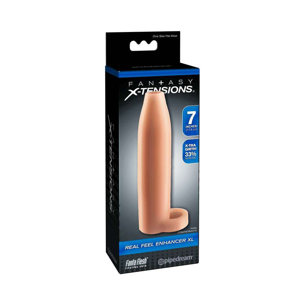 Fantasy X-tensions 7 in. Real Feel Enhancer XL Open-Ended Sling Beige by Cock & Balls
