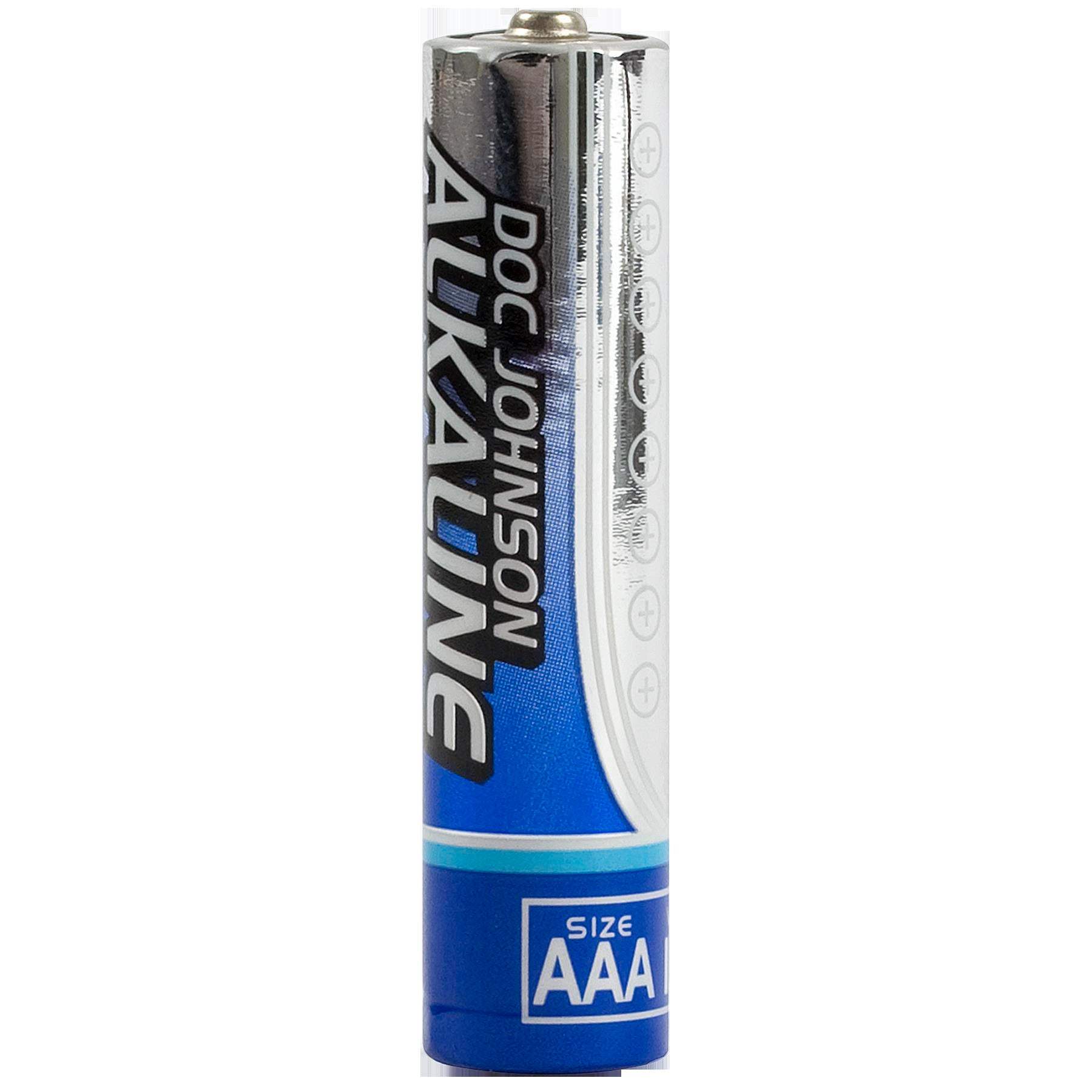 Doc Johnson Alkaline AAA Battery single cell with blue and silver packaging for reliable long-lasting power