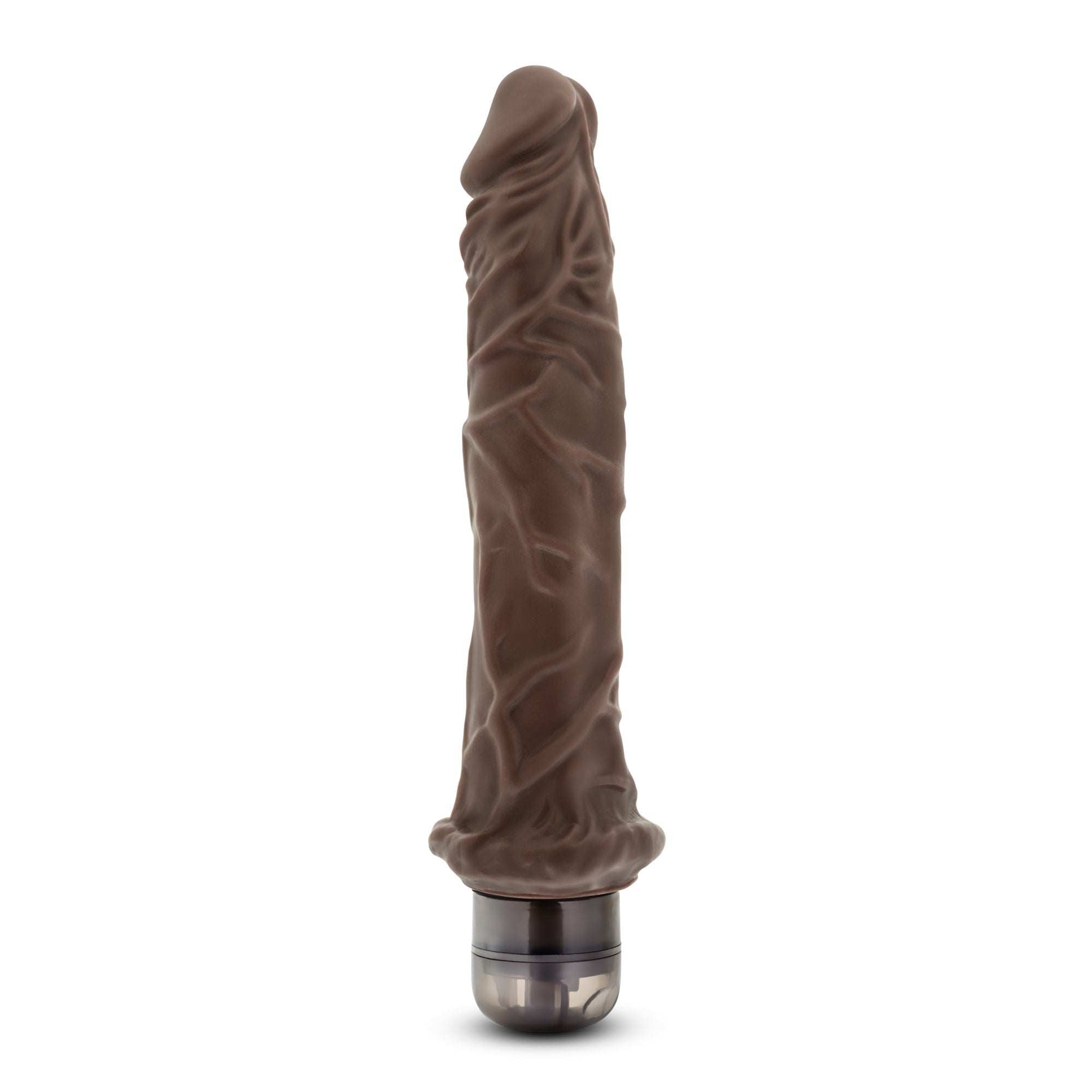 Dr. Skin Vibe 8 - Chocolate realistic 10-inch vibrating dildo with textured shaft and adjustable vibration settings