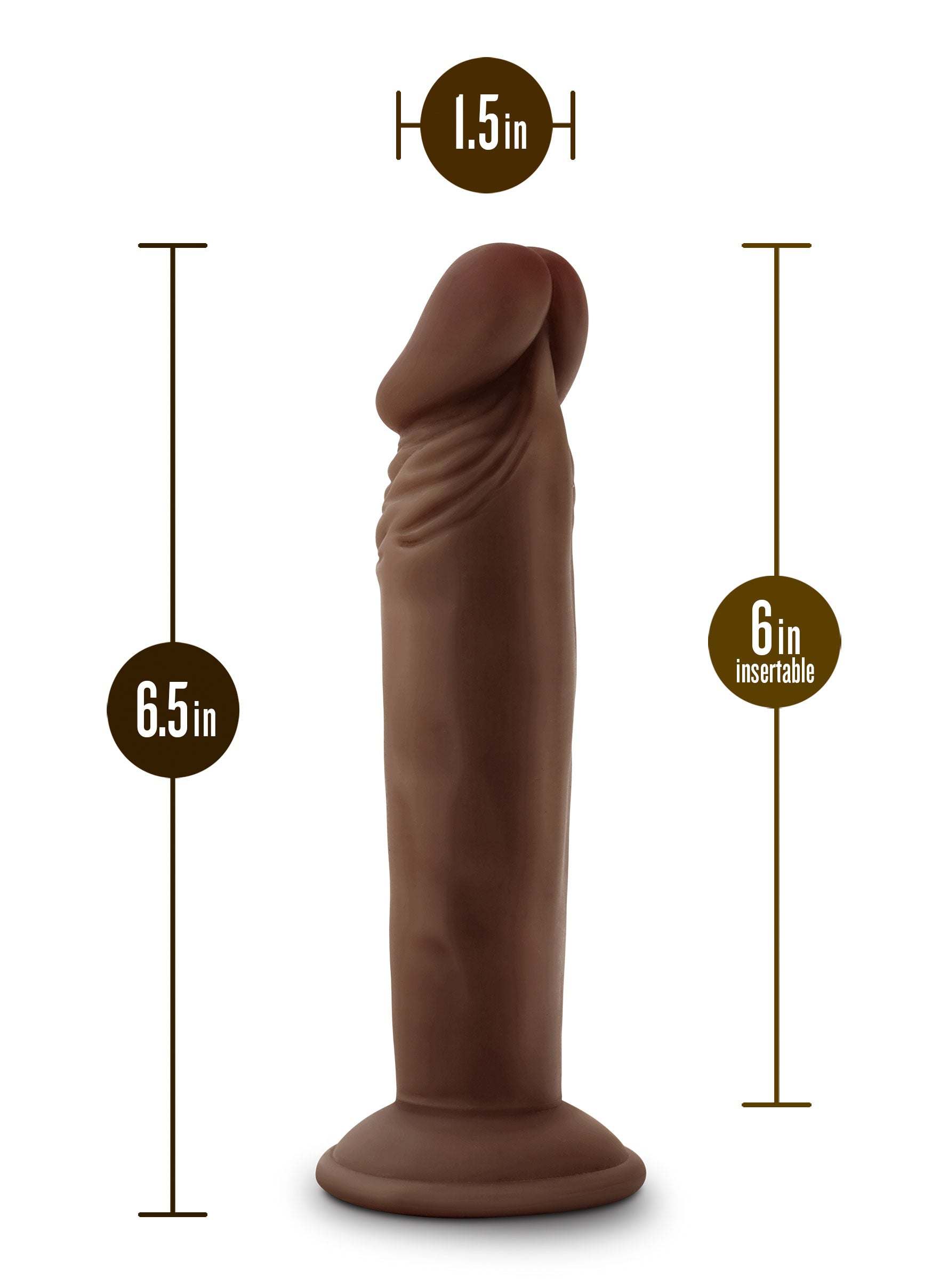 Dr. Skin Plus 6 Inch Posable Dildo in Chocolate with suction base and realistic texture