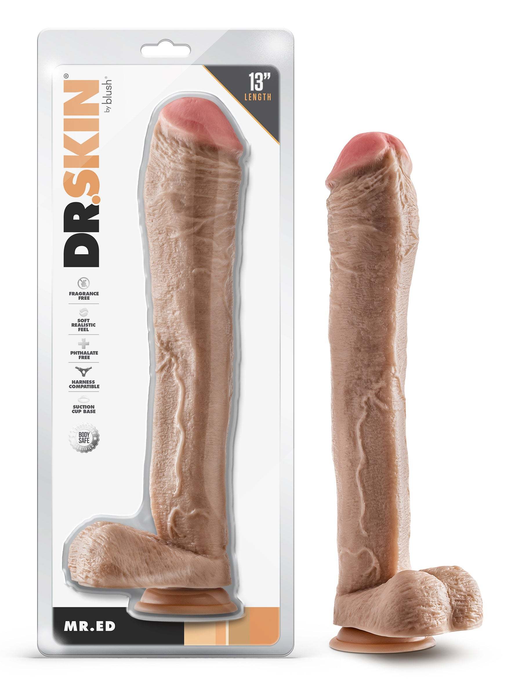 Dr. Skin - Mr. Ed - 13 Inch Dildo With Balls - Beige by Anal Toys & Stimulators