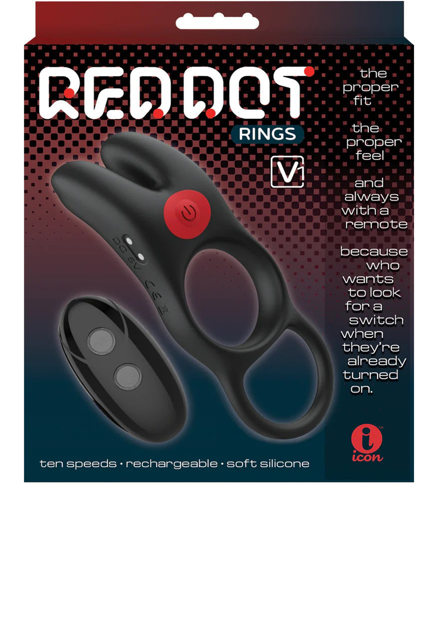 Red Dot Vibrating Cock Ring V1 With Remote - Black/red by Cock & Balls