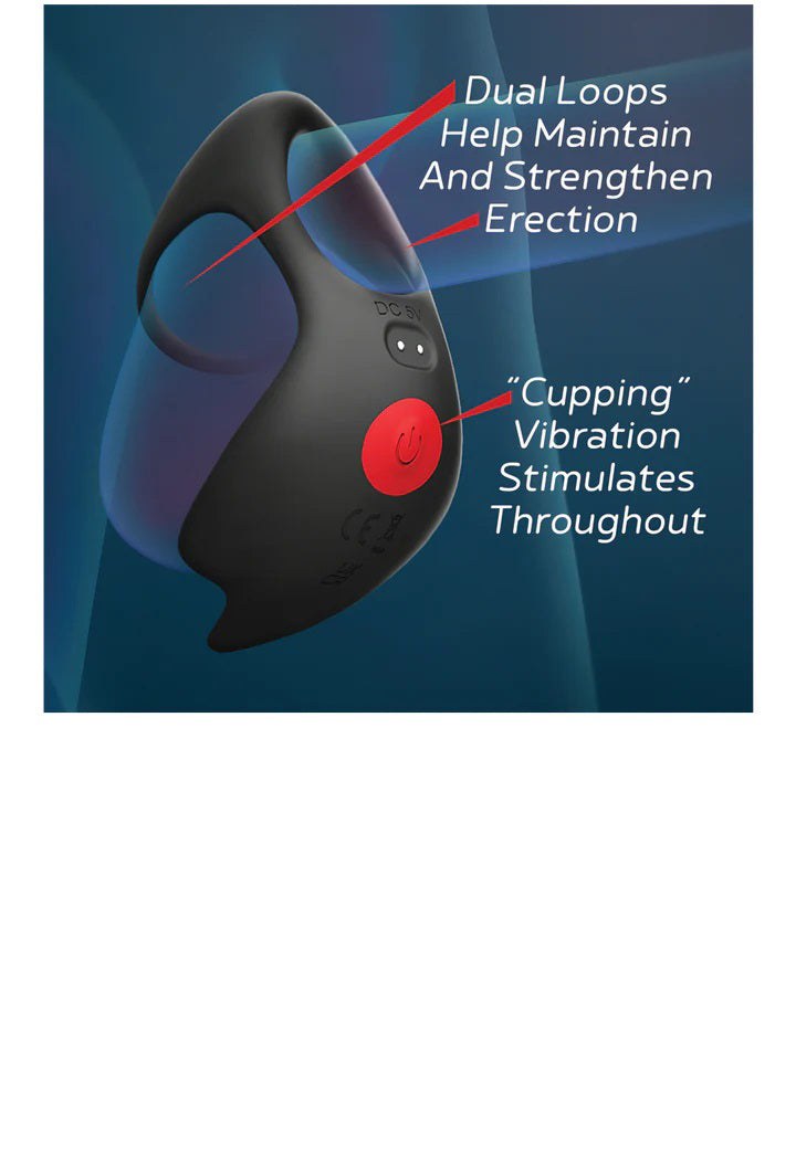 Red Dot Vibrating Cock Ring V3 With Remote - Black/red by Cock & Balls