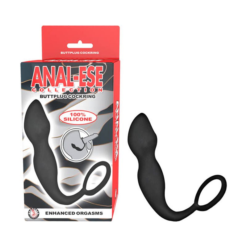 Anal-Ese Collection Buttplug Cockring-Black by Cock & Balls