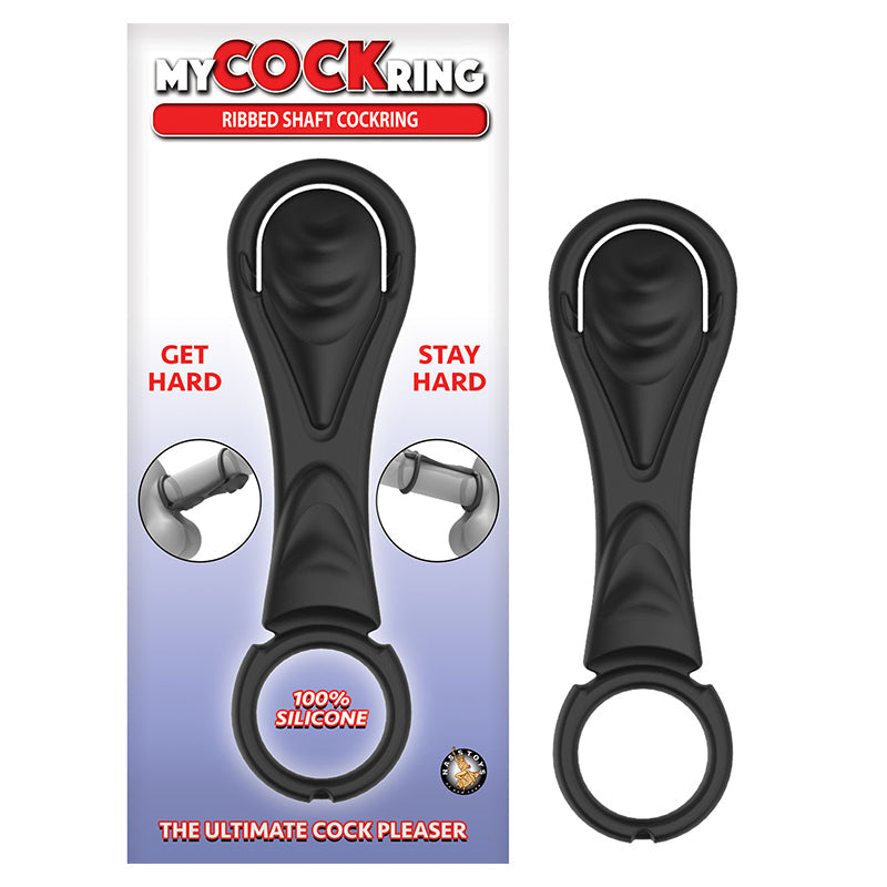 My Cockring Ribbed Shaft Cockring Black by Cock & Balls