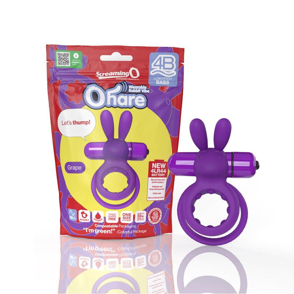 Screaming O 4B Ohare Vibrating Rabbit Double Cockring Grape by Cock & Balls