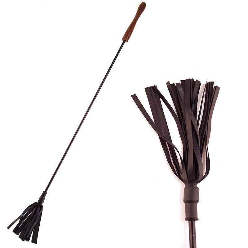 Rouge Riding Crop w/Rounded Wooden Handle Black by Bondage & Fetish Toys