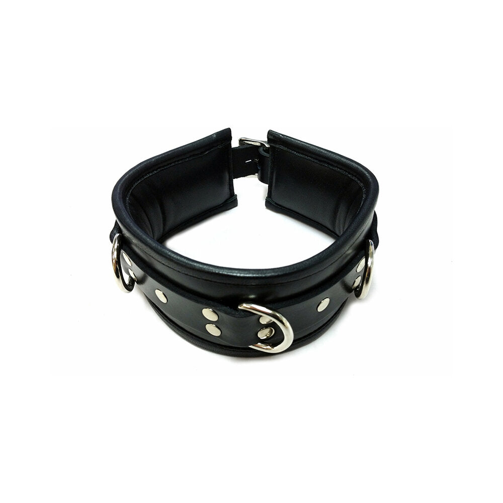 Rouge Leather Padded Collar Black by Bondage & Fetish Toys