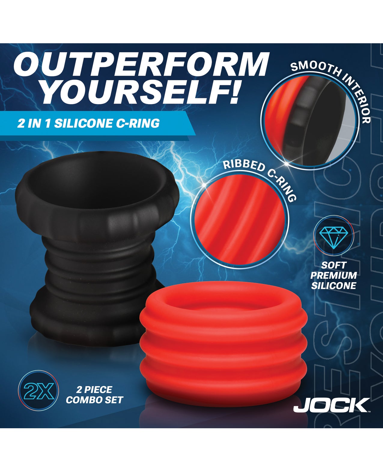 Curve Toys Jock 2-in-1 Silicone Cock Ring - Red by Cock & Balls