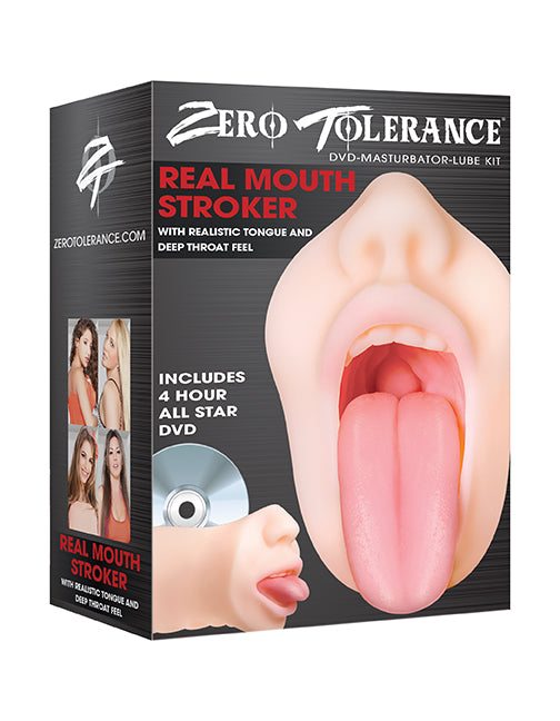 Real Mouth Stroker with realistic tongue and deep throat feel, made from soft flexible TPE, waterproof and latex-free.