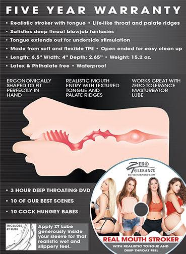 Real Mouth Stroker realistic stroker with tongue and life-like throat ridges waterproof flexible TPE