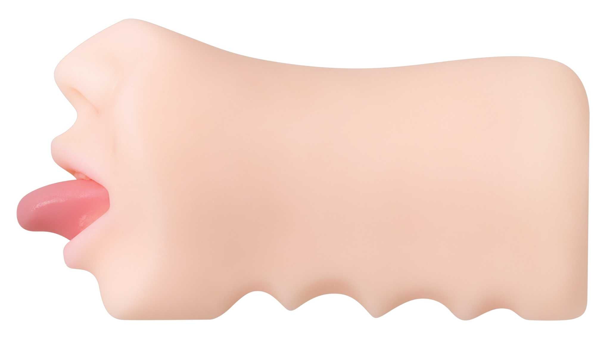 Real Mouth Stroker with lifelike tongue and throat ridges, soft flexible TPE, waterproof and easy to clean.