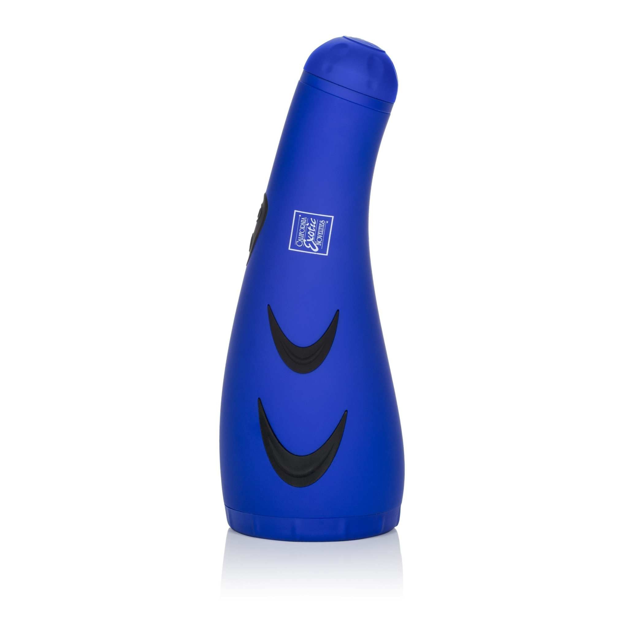 Blue Apollo Hydro Power Stroker with ergonomic design and suction cup base for hands-free use.